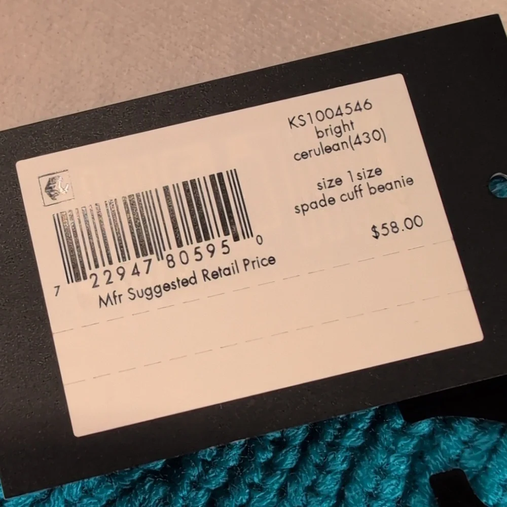 Kate Spade New York Spade Cuff Wool Blend Beanie in Bright Cerulean
